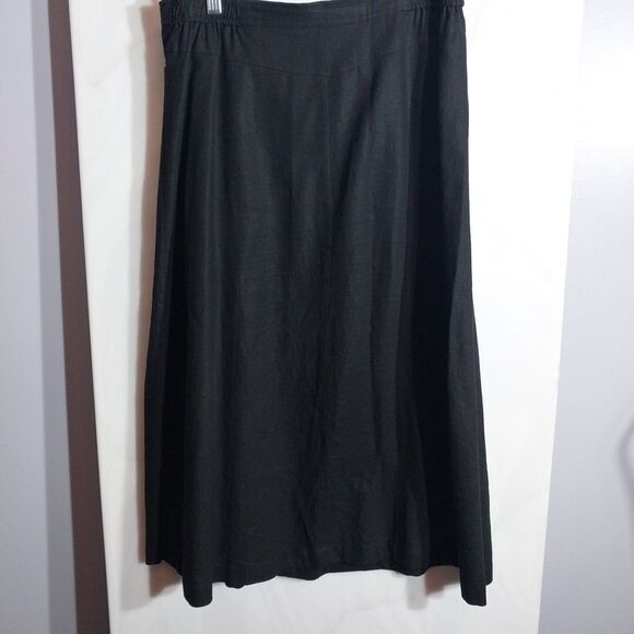 Sag Harbor Skirt Sz 10P Black Linen/Rayon Whimsigoth Dark Romantic Daisy Floral - Picture 6 of 7